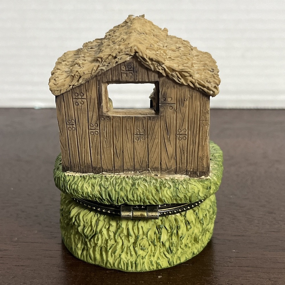 Vintage Nativity Hinged Trinket Box 3.5" Resin Jewelry Keepsake Case Holiday - Picture 3 of 8